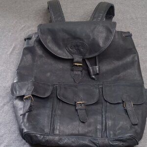 VTG Camel Brand Leather Rucksack Day Pack Backpack Black